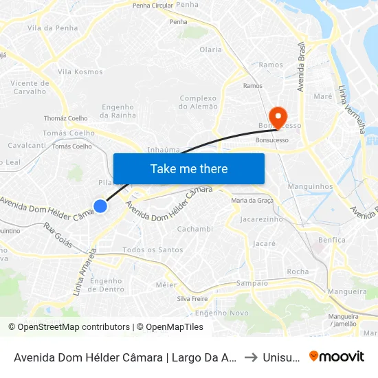 Avenida Dom Hélder Câmara | Largo Da Abolição to Unisuam map