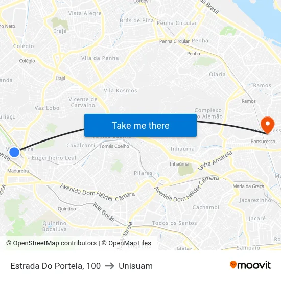 Estrada Do Portela, 100 to Unisuam map