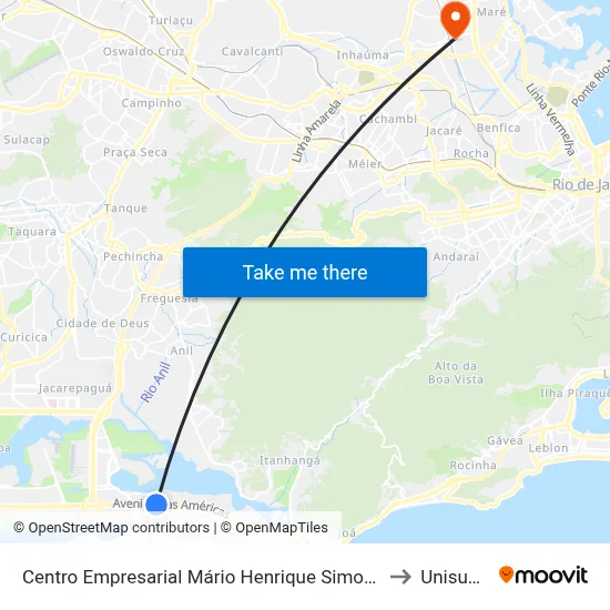 Centro Empresarial Mário Henrique Simonsen to Unisuam map