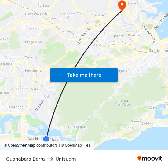 Guanabara Barra to Unisuam map