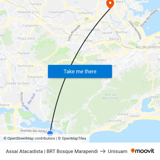 Assaí Atacadista | BRT Bosque Marapendi to Unisuam map