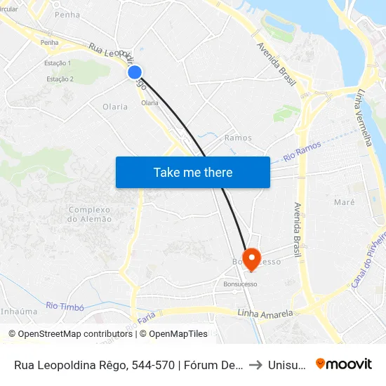 Rua Leopoldina Rêgo, 544-570 | Fórum De Olaria to Unisuam map