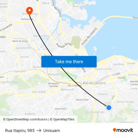 Rua Itapiru, 985 to Unisuam map