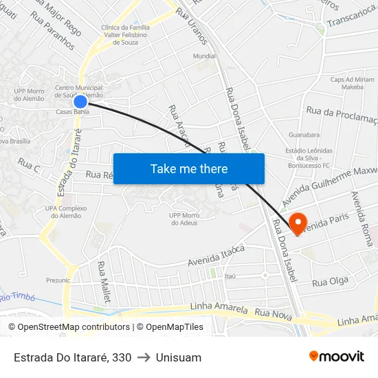 Estrada Do Itararé, 330 to Unisuam map