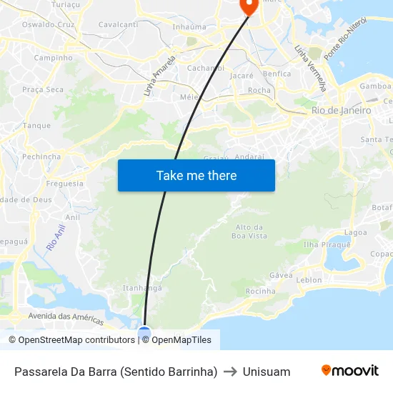 Passarela Da Barra (Sentido Barrinha) to Unisuam map