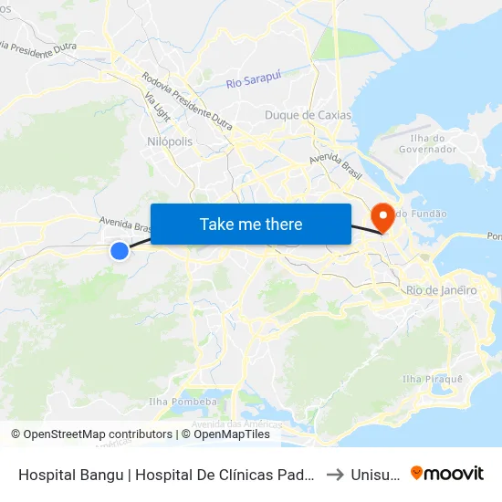 Hospital Bangu | Hospital De Clínicas Padre Miguel to Unisuam map