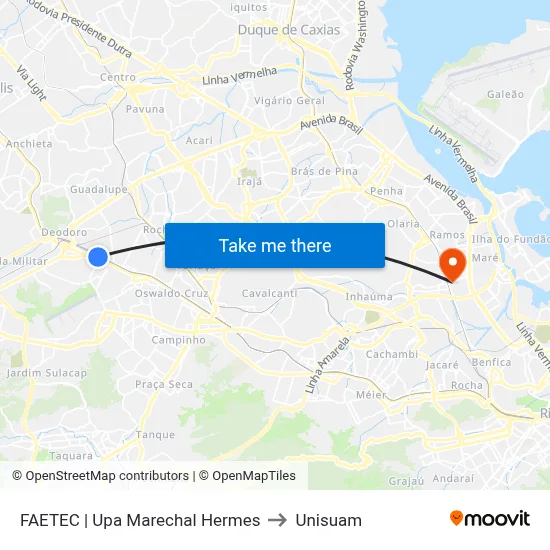 FAETEC | Upa Marechal Hermes to Unisuam map