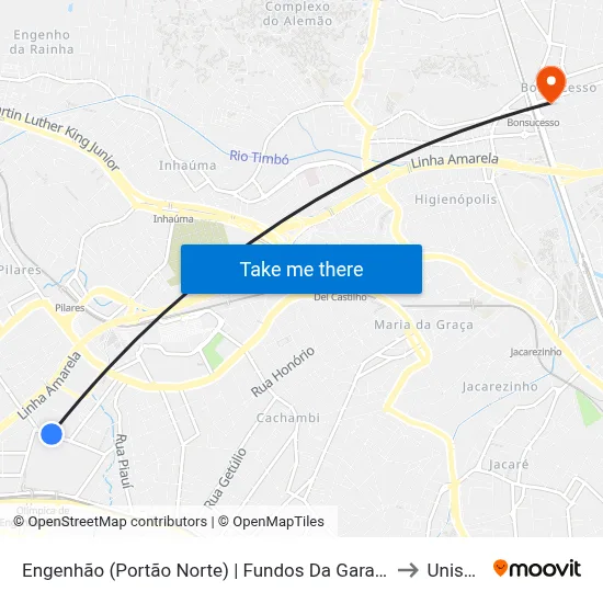 Engenhão (Portão Norte) | Fundos Da Garagem Transurb to Unisuam map