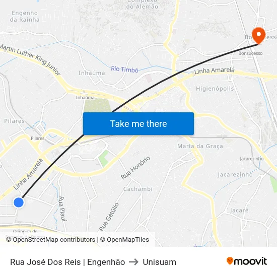 Rua José Dos Reis | Engenhão to Unisuam map