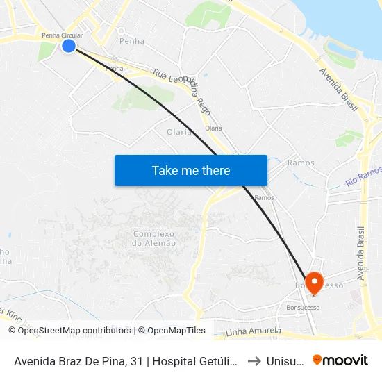 Avenida Braz De Pina, 31 | Hospital Getúlio Vargas to Unisuam map