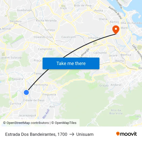 Estrada Dos Bandeirantes, 1700 to Unisuam map