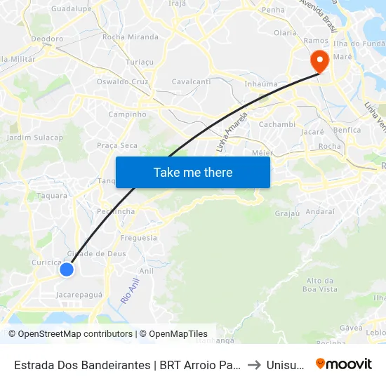 Estrada Dos Bandeirantes | BRT Arroio Pavuna to Unisuam map