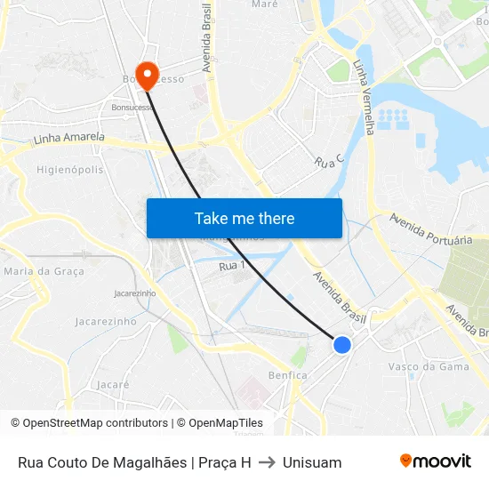 Rua Couto De Magalhães | Praça H to Unisuam map