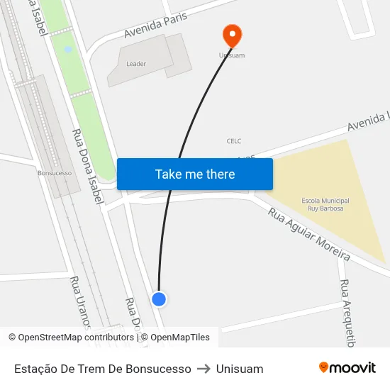 Estação De Trem De Bonsucesso to Unisuam map