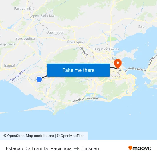 Estação De Trem De Paciência to Unisuam map