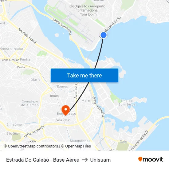 Estrada Do Galeão - Base Aérea to Unisuam map
