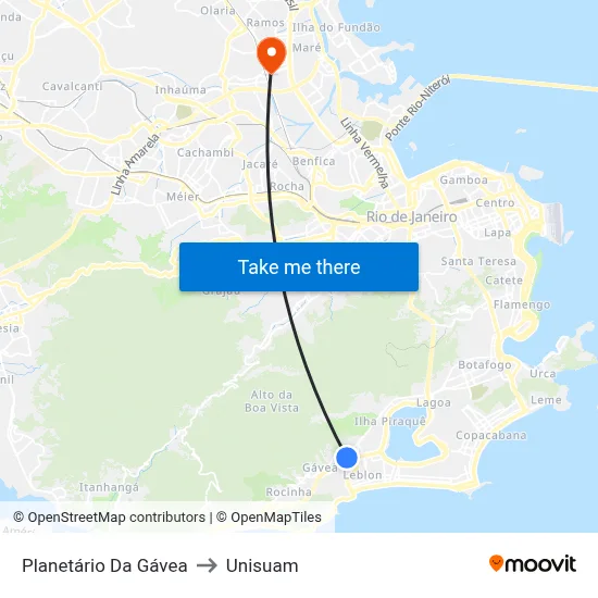 Planetário Da Gávea to Unisuam map