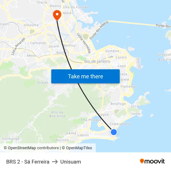 BRS 2 - Sá Ferreira to Unisuam map