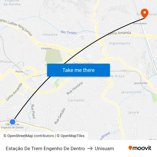 Estação De Trem Engenho De Dentro to Unisuam map