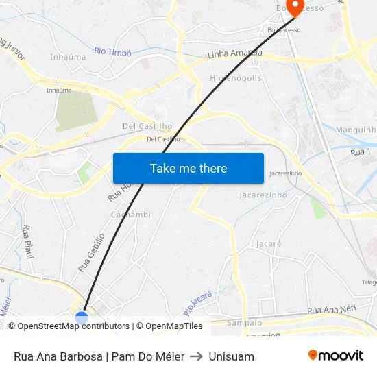 Rua Ana Barbosa | Pam Do Méier to Unisuam map