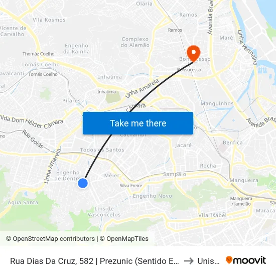 Rua Dias Da Cruz, 582 | Prezunic (Sentido Engenho De Dentro) to Unisuam map