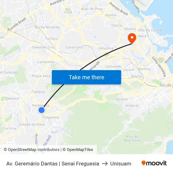 Av. Geremário Dantas | Senai Freguesia to Unisuam map