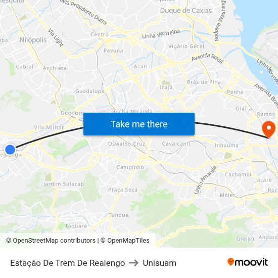 Estação De Trem De Realengo to Unisuam map