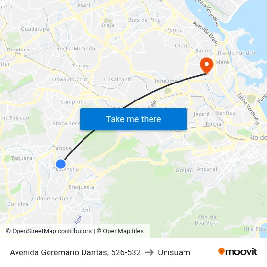 Avenida Geremário Dantas, 526-532 to Unisuam map