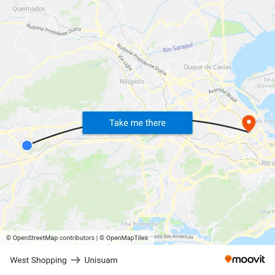 West Shopping to Unisuam map