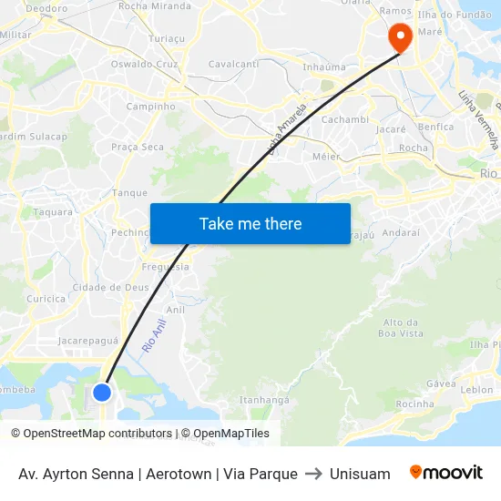 Av. Ayrton Senna | Aerotown | Via Parque to Unisuam map