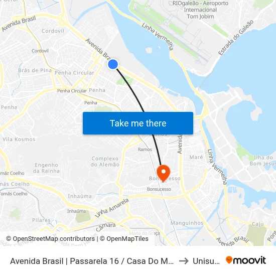 Avenida Brasil | Passarela 16 / Casa Do Marinheiro to Unisuam map