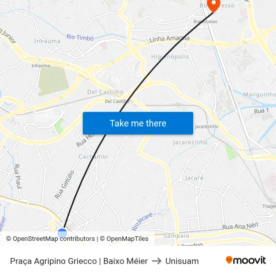 Praça Agripino Griecco | Baixo Méier to Unisuam map