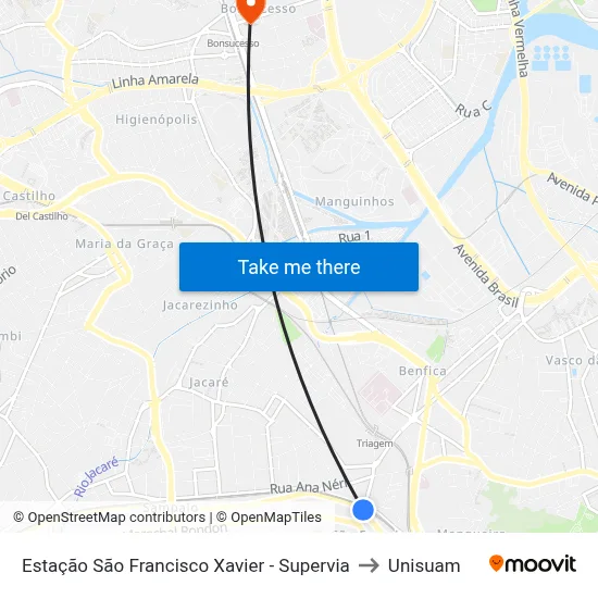 Estação São Francisco Xavier - Supervia to Unisuam map