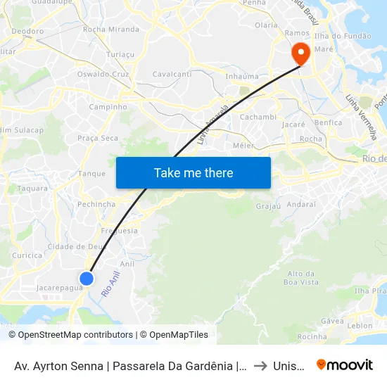 Av. Ayrton Senna | Passarela Da Gardênia | Sesc/Senac to Unisuam map