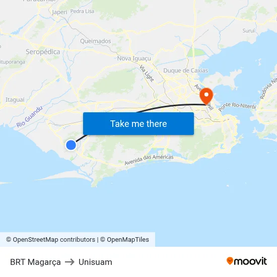 BRT Magarça to Unisuam map