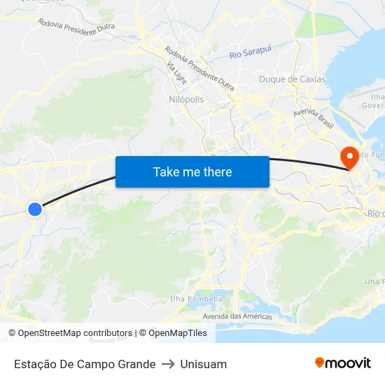 Estação De Campo Grande to Unisuam map