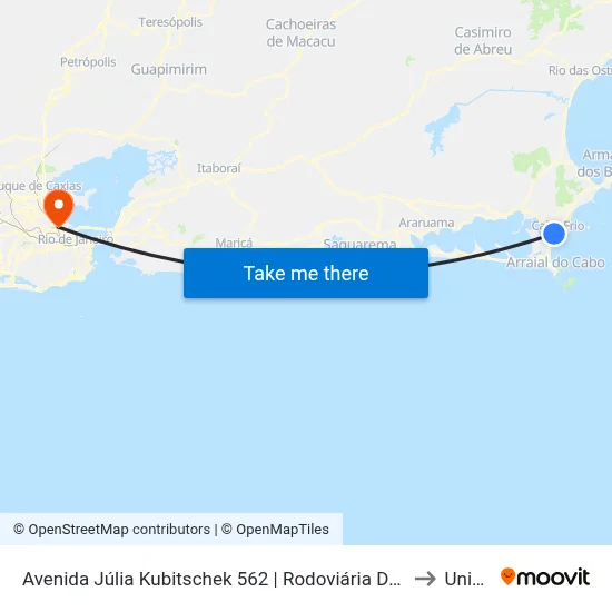 Avenida Júlia Kubitschek 562 | Rodoviária De Cabo Frio (Sentido Centro) to Unisuam map