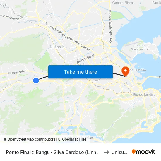 Ponto Final :: Bangu - Silva Cardoso (Linha 799) to Unisuam map