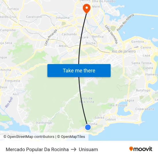 Mercado Popular Da Rocinha to Unisuam map