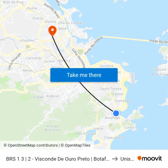 BRS 1 3 | 2 - Visconde De Ouro Preto | Botafogo Praia Shopping to Unisuam map