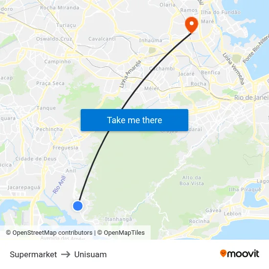 Supermarket to Unisuam map