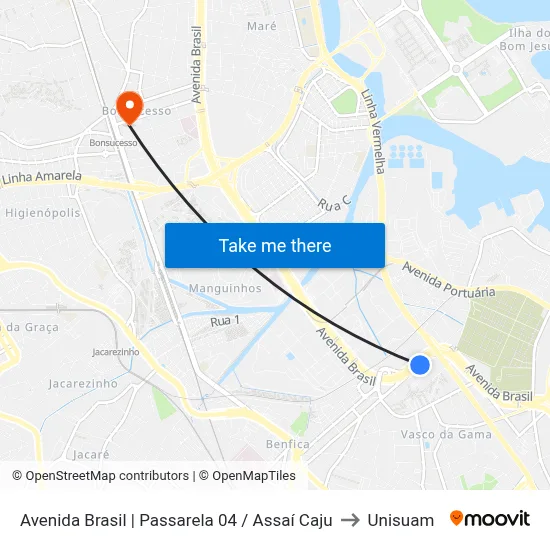 Avenida Brasil | Passarela 04 / Assaí Caju to Unisuam map