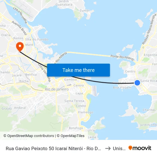 Rua Gaviao Peixoto 50 Icaraí Niterói - Rio De Janeiro 24220 Brasil to Unisuam map
