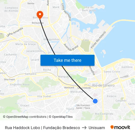 Rua Haddock Lobo | Fundação Bradesco to Unisuam map