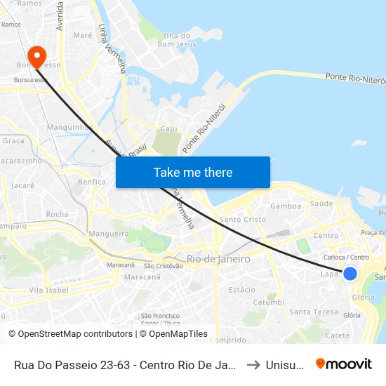 Rua Do Passeio 23-63 - Centro Rio De Janeiro to Unisuam map