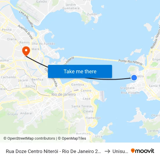 Rua Doze Centro Niterói - Rio De Janeiro 24030 Brasil to Unisuam map