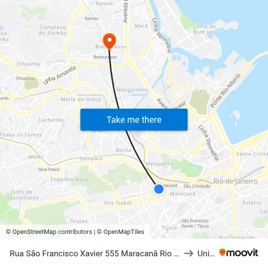 Rua São Francisco Xavier 555 Maracanã Rio De Janeiro - Rio De Janeiro 20550 Brasil to Unisuam map