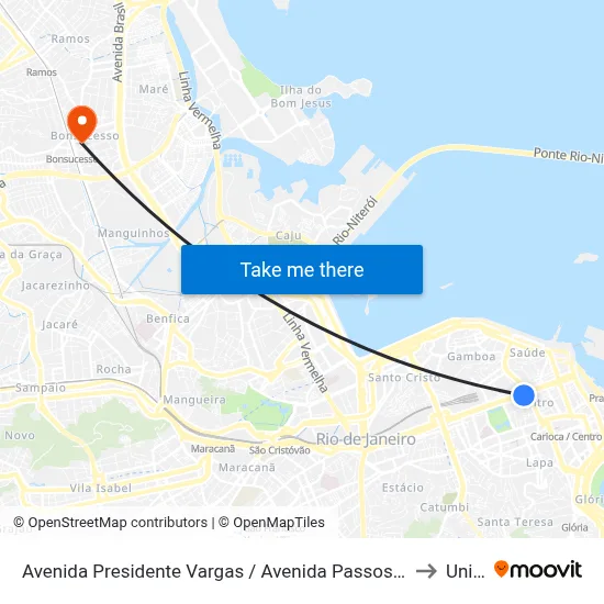 Avenida Presidente Vargas / Avenida Passos (Pista Lateral - Desativado Aos Sábados) to Unisuam map