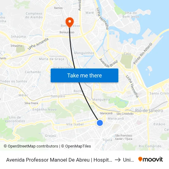 Avenida Professor Manoel De Abreu | Hospital Universitário Pedro Ernesto to Unisuam map