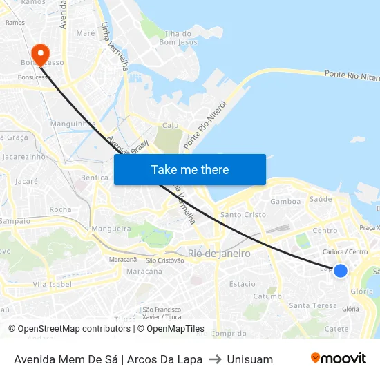 Avenida Mem De Sá | Arcos Da Lapa to Unisuam map